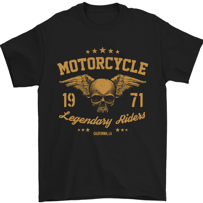 a black motorcycle t - shirt with a skull and wings