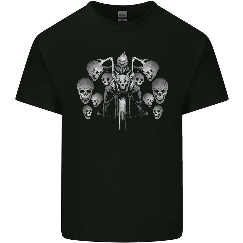 Motorcycle Skulls & Rider Motorbike Biker Kids T-Shirt Childrens Black