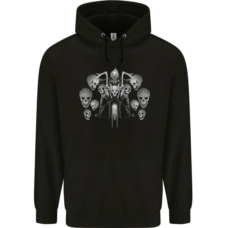 Motorcycle Skulls & Rider Motorbike Biker Mens 80% Cotton Hoodie Black