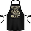 Motorcycles Make Me Happy Biker Motorbike Cotton Apron 100% Organic Black