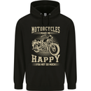 Motorcycles Make Me Happy Biker Motorbike Mens 80% Cotton Hoodie Black