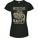 Motorcycles Make Me Happy Biker Motorbike Womens Petite Cut T-Shirt Black