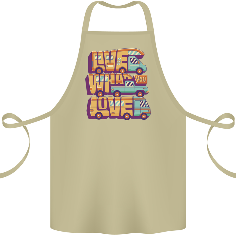 Motorhome Live What You Love RV Caravan Cotton Apron 100% Organic Khaki