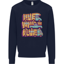 Motorhome Live What You Love RV Caravan Kids Sweatshirt Jumper Navy Blue