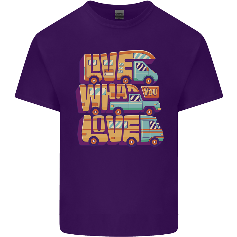 Motorhome Live What You Love RV Caravan Mens Cotton T-Shirt Tee Top Purple