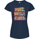 Motorhome Live What You Love RV Caravan Womens Petite Cut T-Shirt Navy Blue