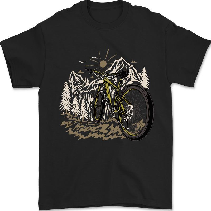 a black t - shirt with a yellow bicycle on it