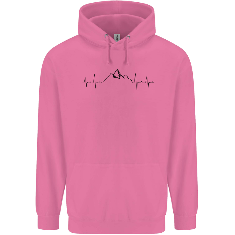 Mountain ECG Hiking Trekking Climbing Pulse Childrens Kids Hoodie Azalea
