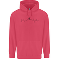 Mountain ECG Hiking Trekking Climbing Pulse Childrens Kids Hoodie Heliconia