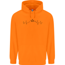 Mountain ECG Hiking Trekking Climbing Pulse Childrens Kids Hoodie Orange