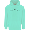 Mountain ECG Hiking Trekking Climbing Pulse Childrens Kids Hoodie Peppermint