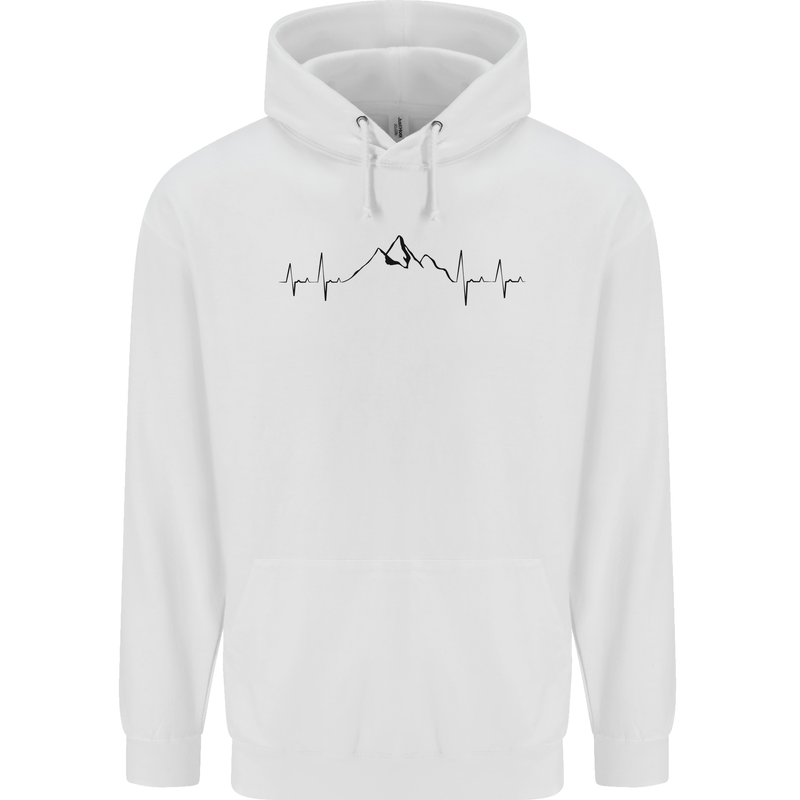 Mountain ECG Hiking Trekking Climbing Pulse Childrens Kids Hoodie White