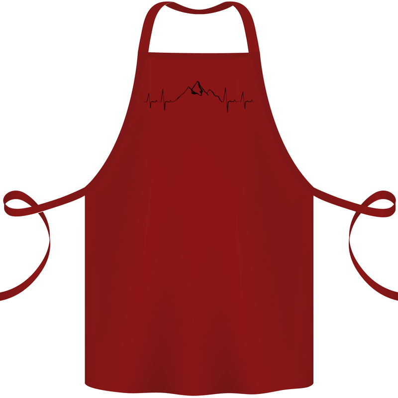 Mountain ECG Hiking Trekking Climbing Pulse Cotton Apron 100% Organic Maroon