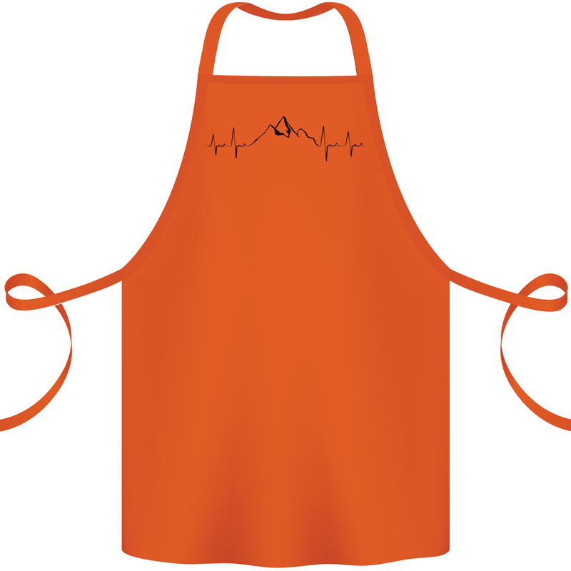 Mountain ECG Hiking Trekking Climbing Pulse Cotton Apron 100% Organic Orange