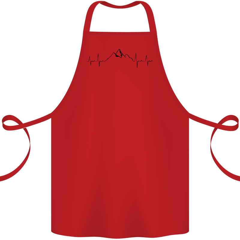 Mountain ECG Hiking Trekking Climbing Pulse Cotton Apron 100% Organic Red