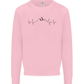 Mountain ECG Hiking Trekking Climbing Pulse Kids Sweatshirt Jumper Light Pink