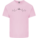 Mountain ECG Hiking Trekking Climbing Pulse Kids T-Shirt Childrens Light Pink