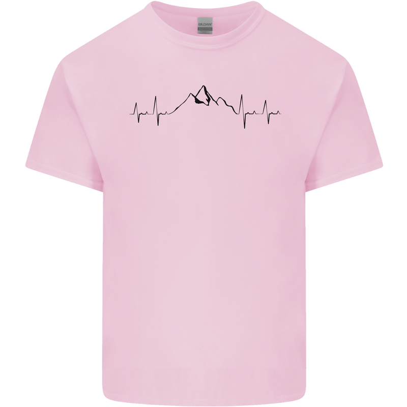Mountain ECG Hiking Trekking Climbing Pulse Kids T-Shirt Childrens Light Pink