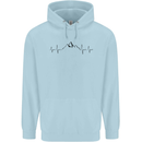 Mountain ECG Hiking Trekking Climbing Pulse Mens 80% Cotton Hoodie Light Blue
