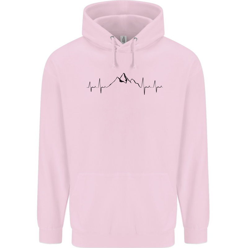 Mountain ECG Hiking Trekking Climbing Pulse Mens 80% Cotton Hoodie Light Pink