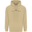 Mountain ECG Hiking Trekking Climbing Pulse Mens 80% Cotton Hoodie Sand