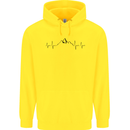 Mountain ECG Hiking Trekking Climbing Pulse Mens 80% Cotton Hoodie Yellow
