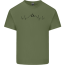 Mountain ECG Hiking Trekking Climbing Pulse Mens Cotton T-Shirt Tee Top Military Green