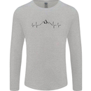 Mountain ECG Hiking Trekking Climbing Pulse Mens Long Sleeve T-Shirt Sports Grey