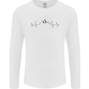 Mountain ECG Hiking Trekking Climbing Pulse Mens Long Sleeve T-Shirt White