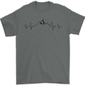 Mountain ECG Hiking Trekking Climbing Pulse Mens T-Shirt 100% Cotton Charcoal