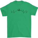 Mountain ECG Hiking Trekking Climbing Pulse Mens T-Shirt 100% Cotton Irish Green