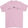Mountain ECG Hiking Trekking Climbing Pulse Mens T-Shirt 100% Cotton Light Pink