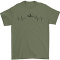 Mountain ECG Hiking Trekking Climbing Pulse Mens T-Shirt 100% Cotton Military Green