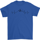 Mountain ECG Hiking Trekking Climbing Pulse Mens T-Shirt 100% Cotton Royal Blue