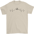 Mountain ECG Hiking Trekking Climbing Pulse Mens T-Shirt 100% Cotton Sand