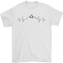 Mountain ECG Hiking Trekking Climbing Pulse Mens T-Shirt 100% Cotton White