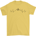 Mountain ECG Hiking Trekking Climbing Pulse Mens T-Shirt 100% Cotton Yellow