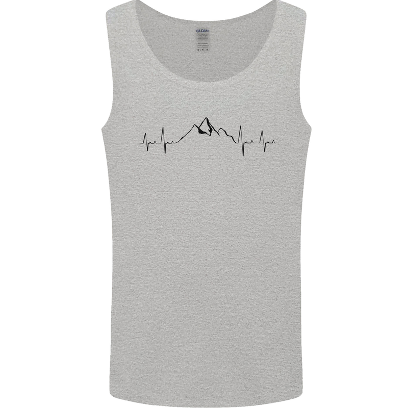Mountain ECG Hiking Trekking Climbing Pulse Mens Vest Tank Top Sports Grey