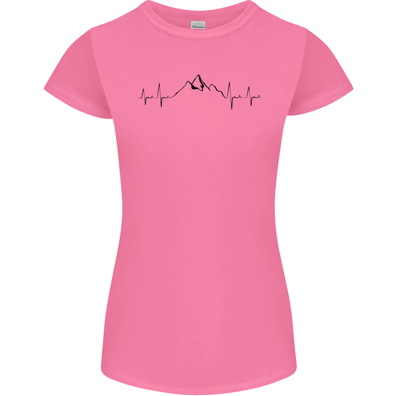 Mountain ECG Hiking Trekking Climbing Pulse Womens Petite Cut T-Shirt Azalea