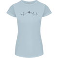 Mountain ECG Hiking Trekking Climbing Pulse Womens Petite Cut T-Shirt Light Blue