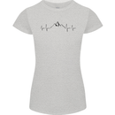 Mountain ECG Hiking Trekking Climbing Pulse Womens Petite Cut T-Shirt Sports Grey