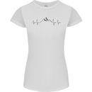 Mountain ECG Hiking Trekking Climbing Pulse Womens Petite Cut T-Shirt White