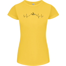 Mountain ECG Hiking Trekking Climbing Pulse Womens Petite Cut T-Shirt Yellow