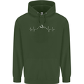 Mountain ECG Trekking Hiking Climbing Pulse Childrens Kids Hoodie Forest Green