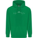 Mountain ECG Trekking Hiking Climbing Pulse Childrens Kids Hoodie Irish Green