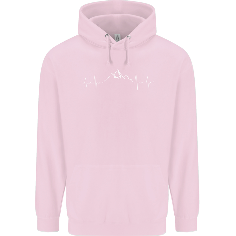 Mountain ECG Trekking Hiking Climbing Pulse Childrens Kids Hoodie Light Pink