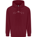 Mountain ECG Trekking Hiking Climbing Pulse Childrens Kids Hoodie Maroon