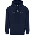 Mountain ECG Trekking Hiking Climbing Pulse Childrens Kids Hoodie Navy Blue