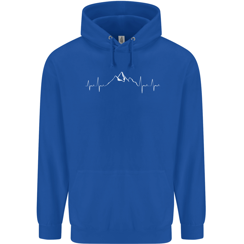 Mountain ECG Trekking Hiking Climbing Pulse Childrens Kids Hoodie Royal Blue