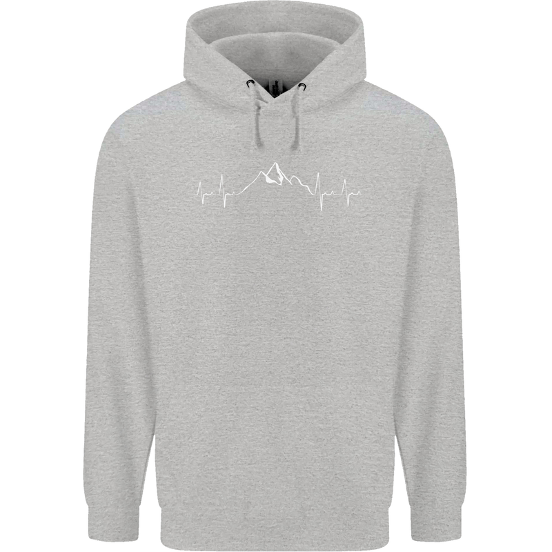 Mountain ECG Trekking Hiking Climbing Pulse Childrens Kids Hoodie Sports Grey
